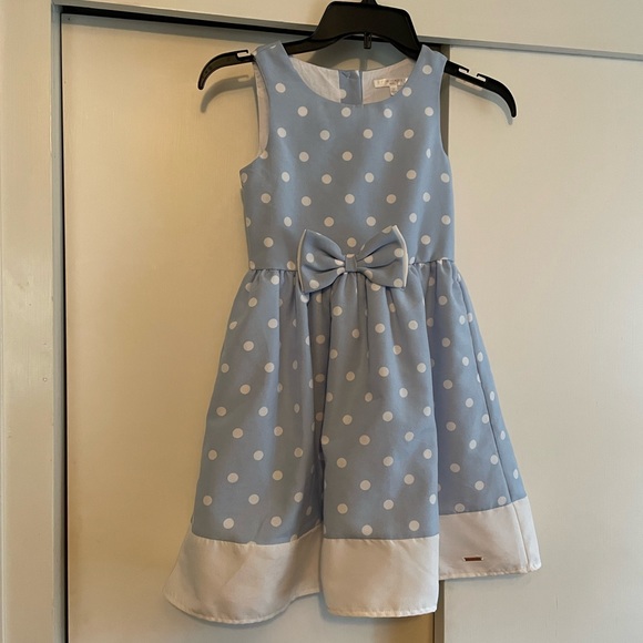 Tahari Other - TAHARI Girls 7 Blue Polka Dot Sleeveless Fit & Flare Easter Dress